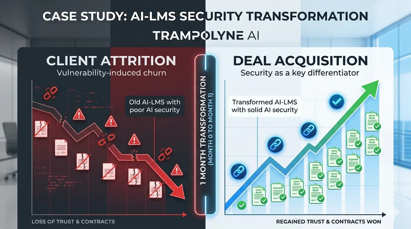 Trampolyne AI security dashboard showing vulnerability findings